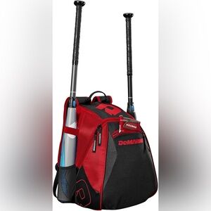DeMarini Voodoo Junior Baseball Backpack Maroon and black